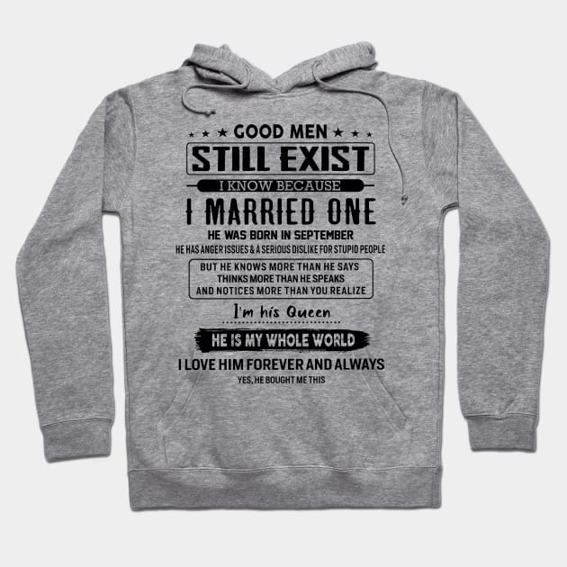 Good Men Still Exist I Married One He Was Born In September Hoodie by Red and Black Floral